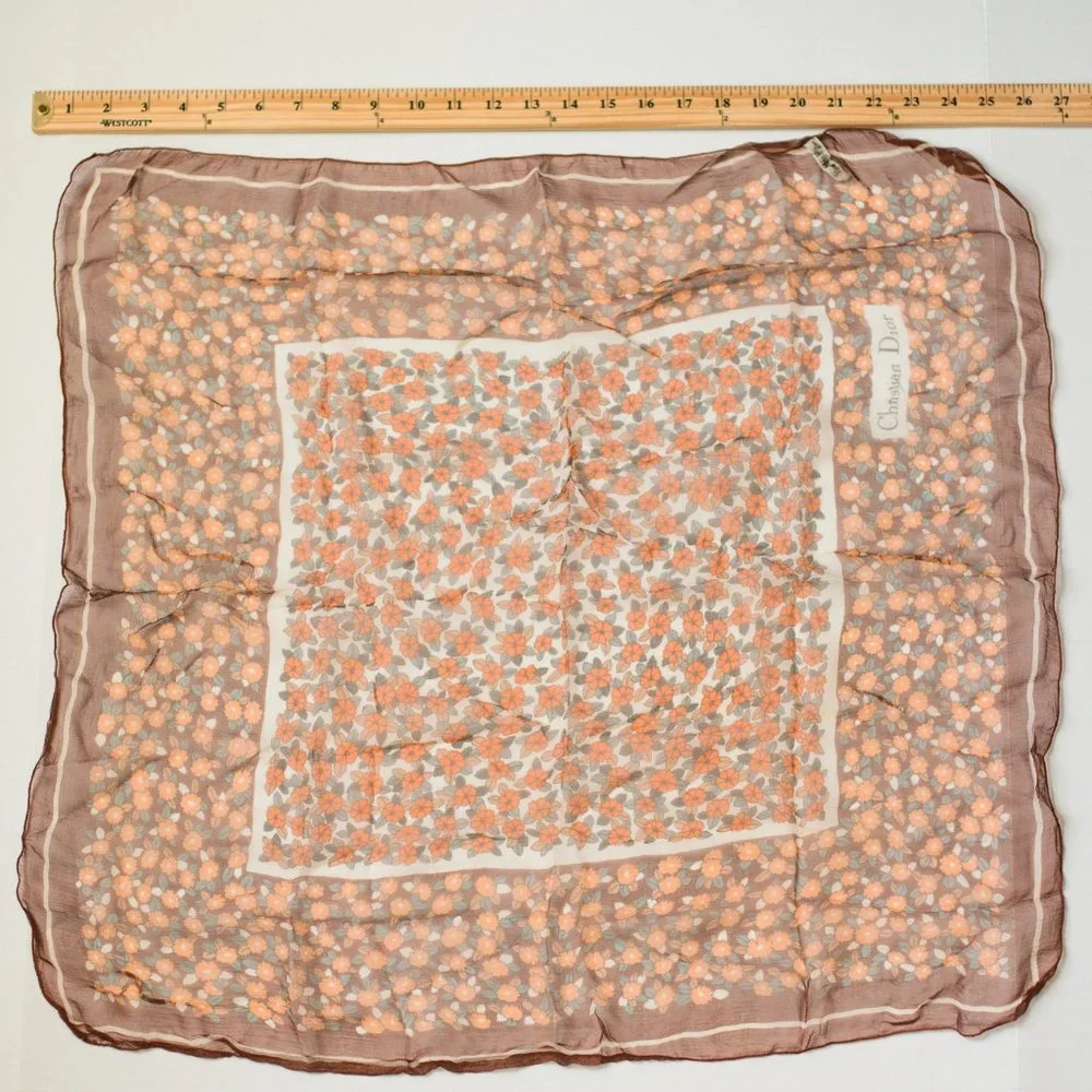 Vintage Dior 100% Silk Scarf Neutral Colors